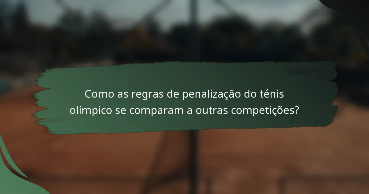 Como as regras de penalização do ténis olímpico se comparam a outras competições?