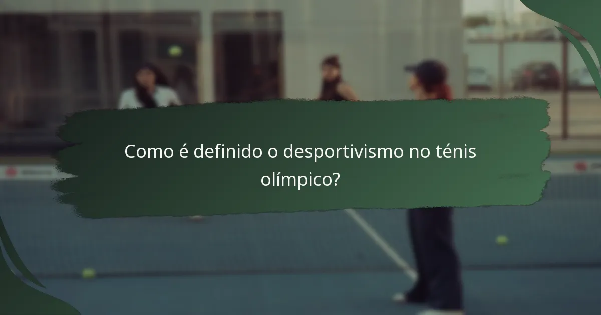 Como é definido o desportivismo no ténis olímpico?