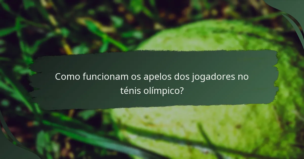 Como funcionam os apelos dos jogadores no ténis olímpico?