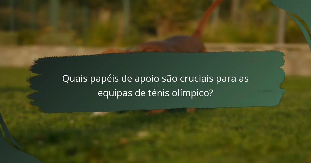 Quais papéis de apoio são cruciais para as equipas de ténis olímpico?