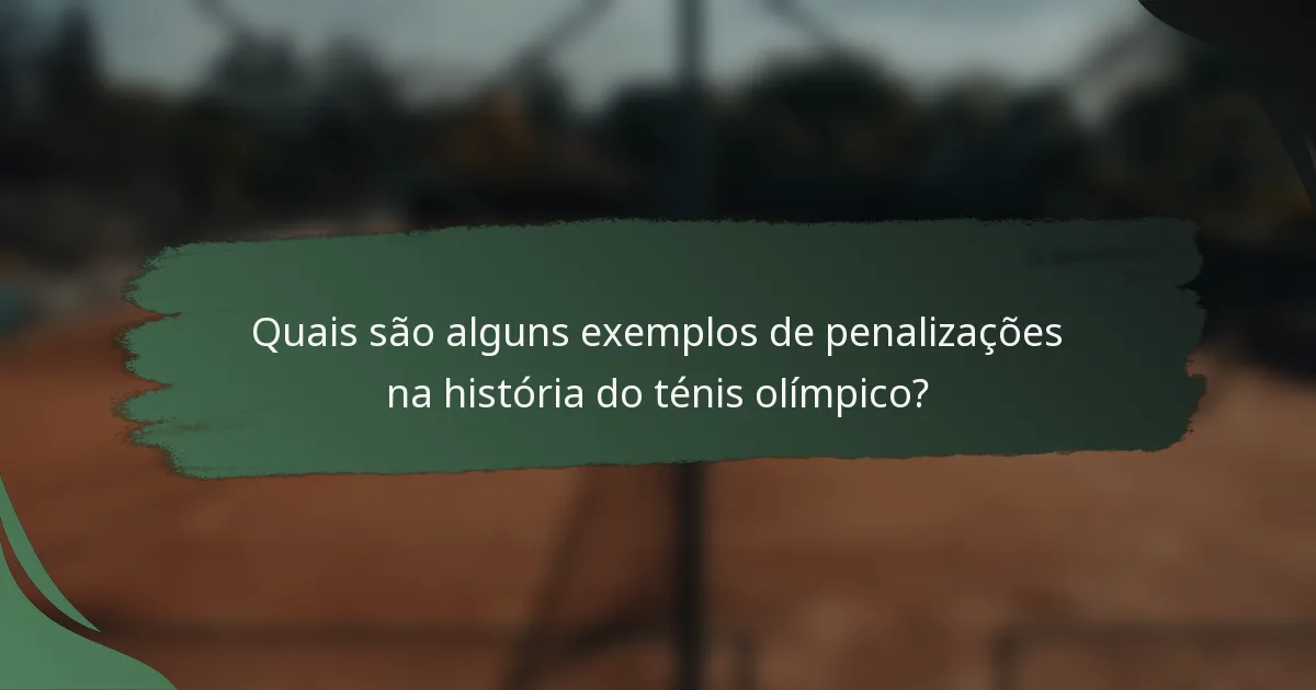 Quais são alguns exemplos de penalizações na história do ténis olímpico?
