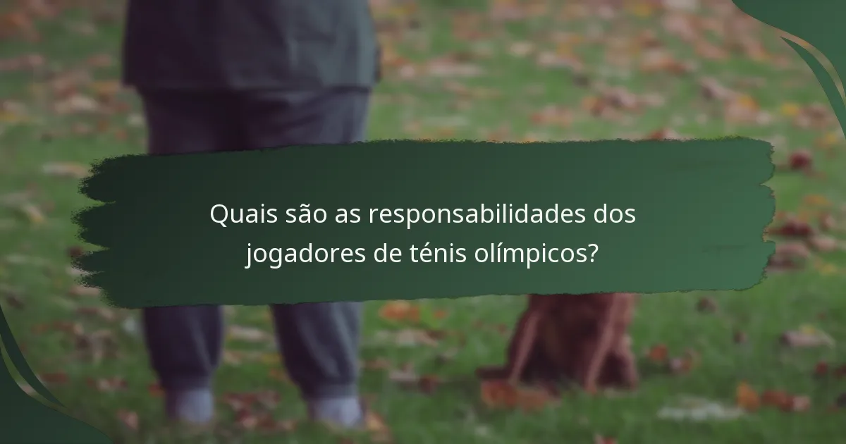 Quais são as responsabilidades dos jogadores de ténis olímpicos?