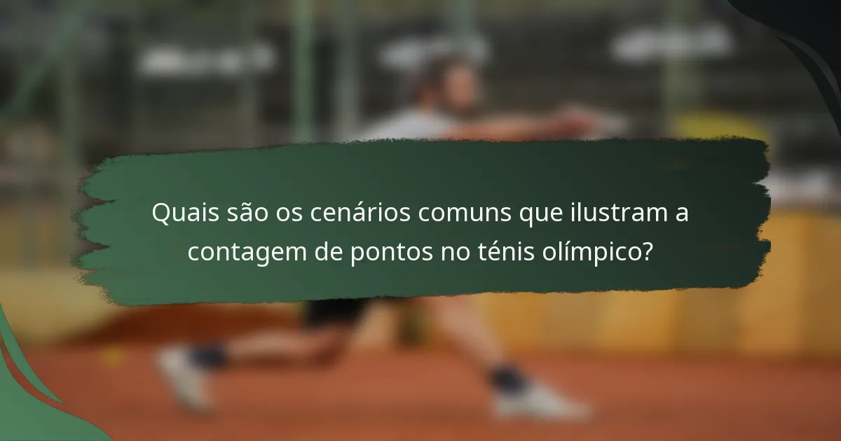 Quais são os cenários comuns que ilustram a contagem de pontos no ténis olímpico?