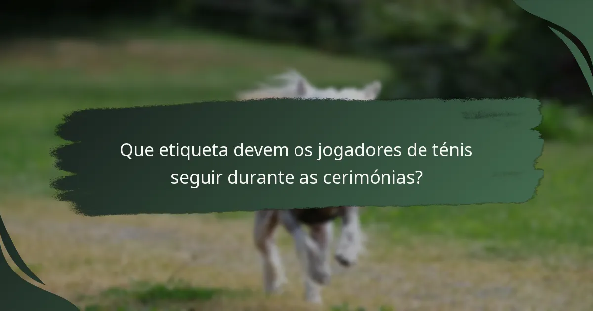 Que etiqueta devem os jogadores de ténis seguir durante as cerimónias?